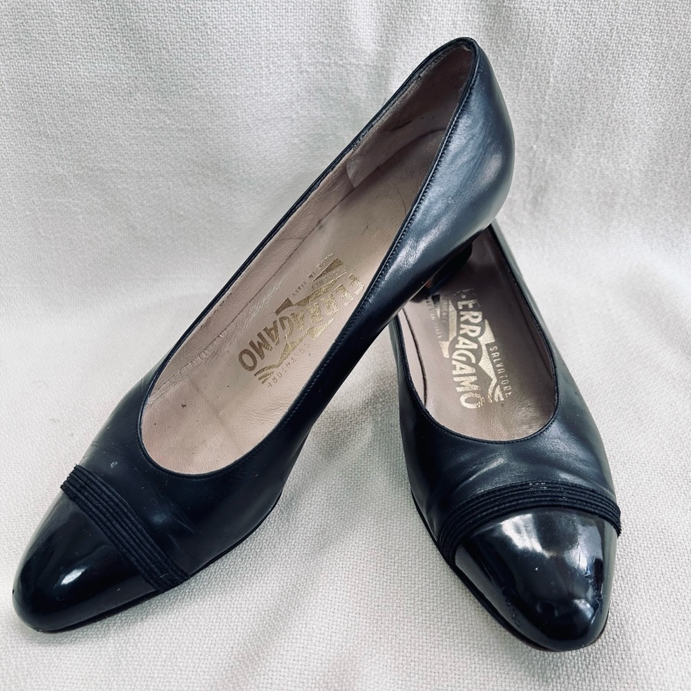 Ferragamo Black Leather Heels